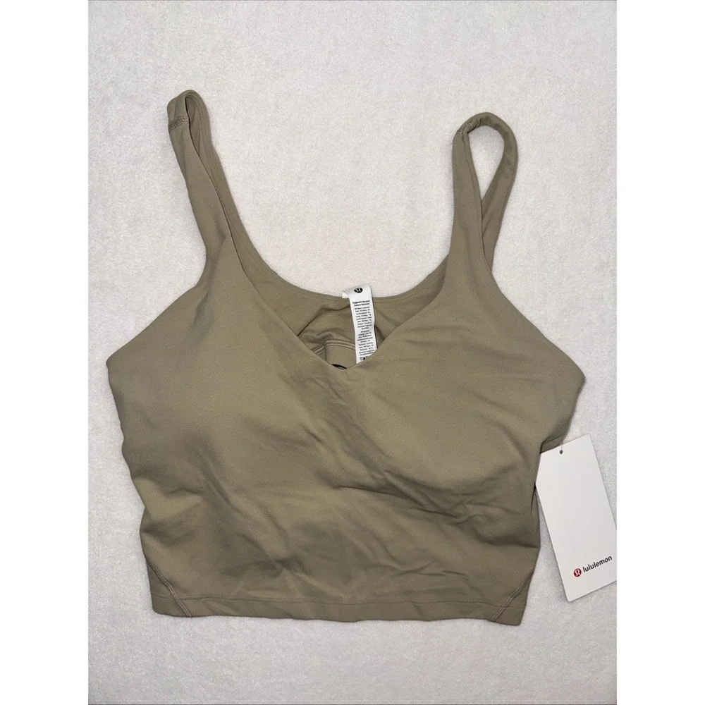 Lululemon Size 12 Align‎ Tank Crop Built In Bra Sheer Oak Beige $68
